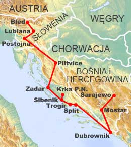 mapa trasy wycieczki